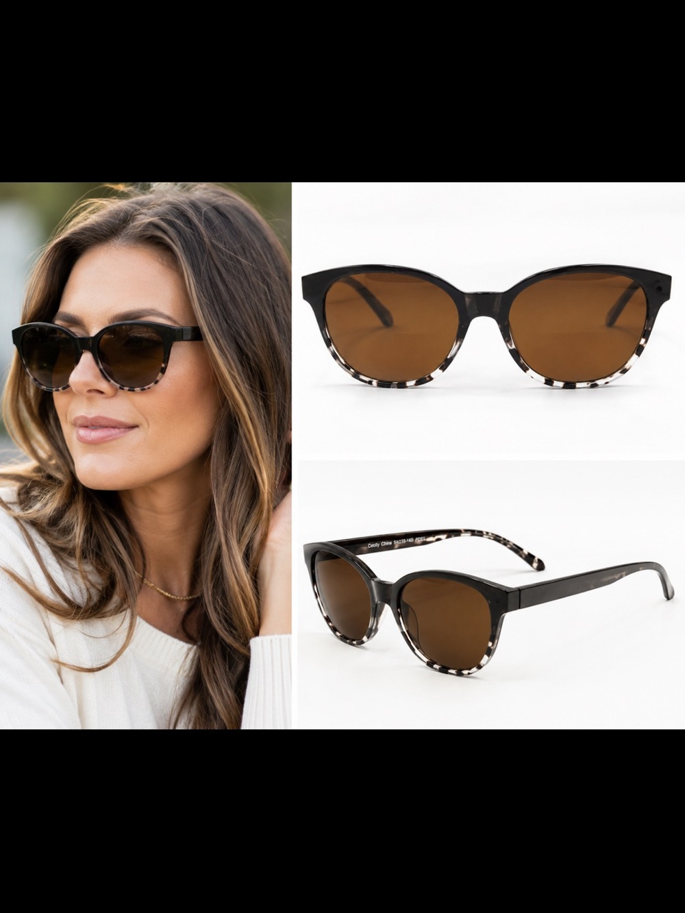 Women's Black Tortoise Cat-Eye Sunglasses with Brown Lenses bifocals